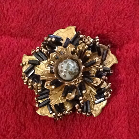 Rare Vintage Miriam Haskell Floral Beaded Brooch Hand Wired For The Collector